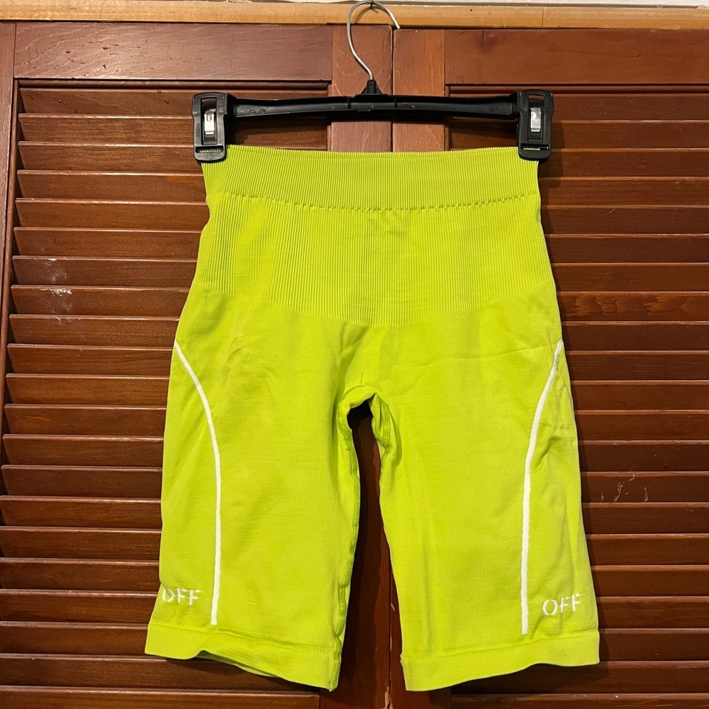 Off-White Neon Yellow Work Out Biker Shorts